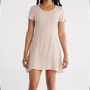 NWT Hurley Star Flower Cream and Brown Mini Dress
